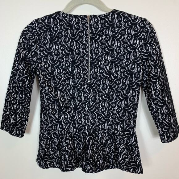 J. Crew Black Lace Peplum Top Size XXS - Picture 4 of 7